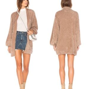 Somedays Lovin x Revolve Womens Colors of Dawn Taupe Eyelash Cardigan Size S